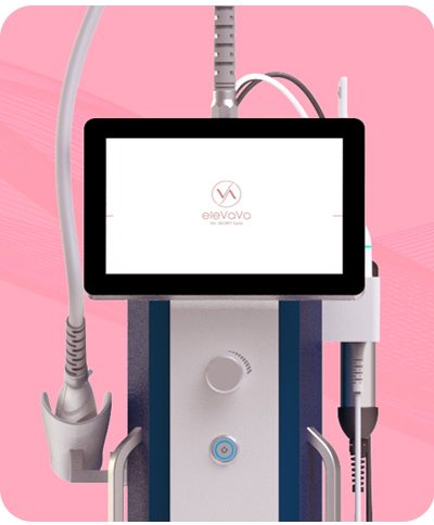 분홍 바탕의 eleVaVa 레이저 장비